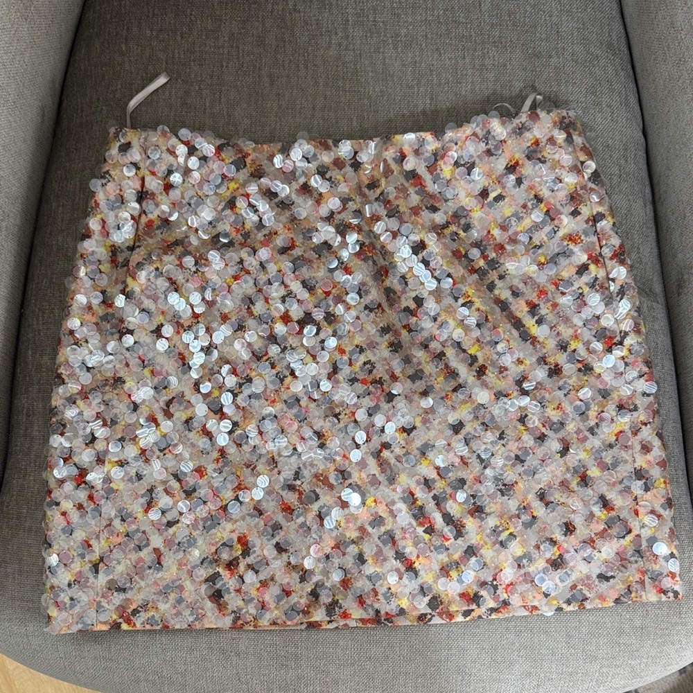 NWT J.Crew Collection Sequin Wool Tweed Mini Skirt in Cream, Yellow & Brown - Picture 3 of 10